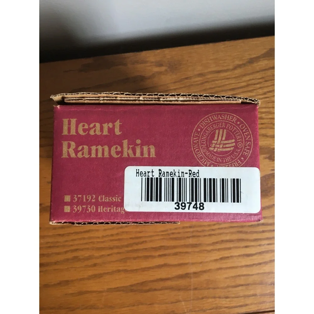 Longaberger Pottery Woven Traditions 'Traditional Red' Heart Ramekin Dish‎ 39748